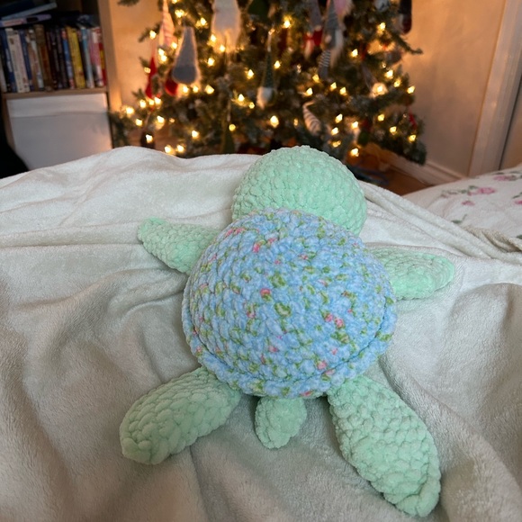 Handmade Crochet Floral Turtle Plush - Picture 3 of 6